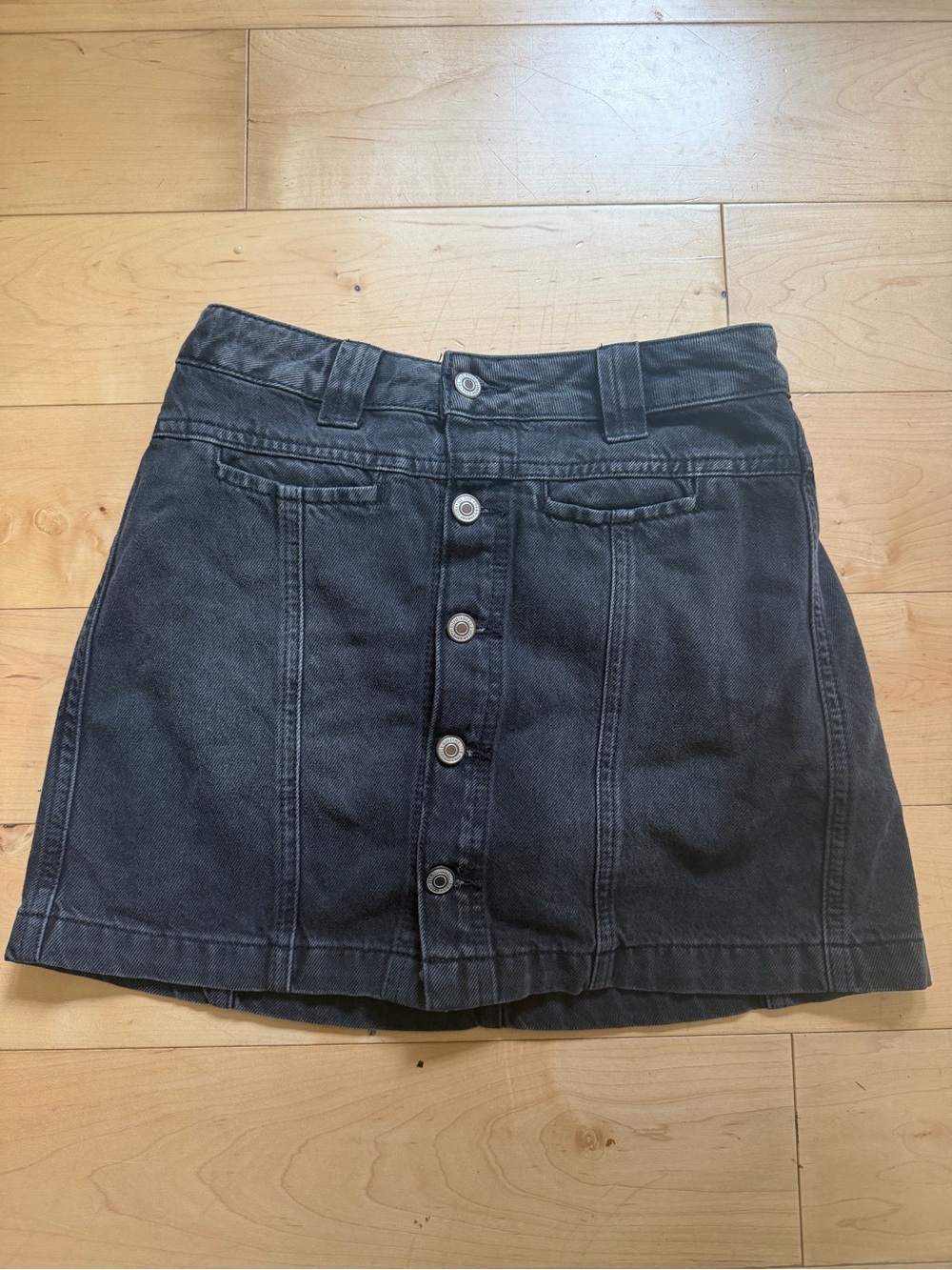 FREE PEOPLE Black Denim Button-Front Mini Skort (New without Tags)